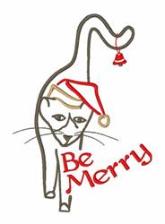 beginner-friendly christmas kitten machine embroidery pattern - Be Merry for Christmas Ornaments