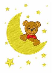 Bear On Moon - 4x4 bear beginner-friendly embroidery design for decorative pillow covers