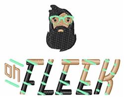 Playful design featuring a bearded man with green glasses and bold 'FLEEK' text in black and mint green.