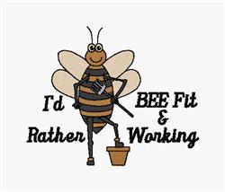 Playful bee holding a gardening tool with vibrant yellow and black stripes, perfect for springtime decor.