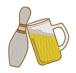 Beer & Bowling - 4x4 bowling detailed embroidery design for decorative pillow covers