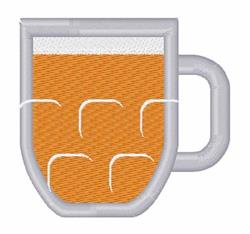 Simple beer mug featuring amber beer with white foam, ideal for festive occasions.