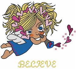 angel detailed machine digital embroidery - Believe perfect for reusable tote bags