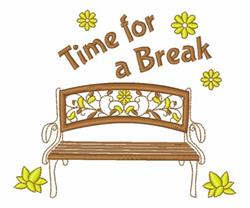 Wooden bench with ornate backrest, surrounded by yellow flowers and green leaves, perfect for springtime relaxation.