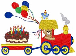 bear detailed machine embroidery - Birthday Train perfect for decorative pillow covers