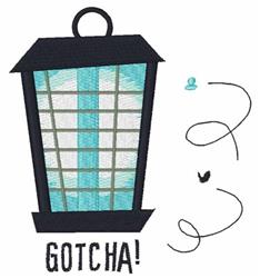 Playful black lantern with blue and white grid pattern, bold 'GOTCHA!' text, and dynamic swirl design.