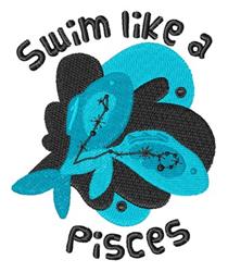 Playful blue fish swim against a bold black background, featuring text that says 'Swim like a Pisces'.