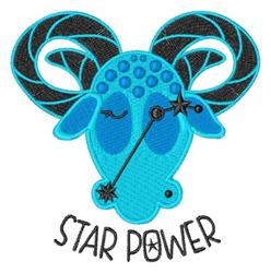 Playful blue ram head with swirled horns and whimsical expression, featuring 'STAR POWER' text.
