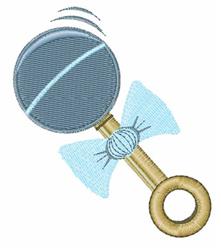 beginner-friendly rattle machine embroidery pattern - Blue Rattle for Diaper Bags