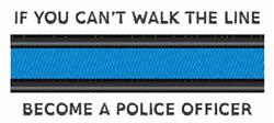 Bold text banner features a strong statement framed by a thin black border and a central blue line, ideal for police themes.