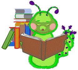 detailed bookworm machine embroidery pattern - Bookworm perfect for Book Covers