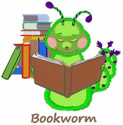 bookworm detailed machine digital embroidery - Bookworm perfect for Backpacks