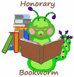 detailed bookworm machine embroidery pattern - Bookworm perfect for kitchen tea towels