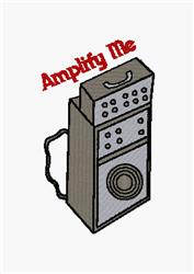 Cartoonish boombox in gray with red 'Amplify Me' text, delivering a playful vibe suitable for casual use.