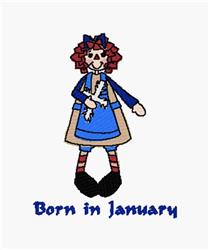 Born In January - 4x4 cross detailed machine embroidery design for kitchen tea towels