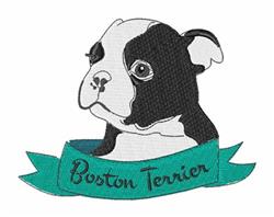 puppy dog detailed machine embroidery - Boston Terrier perfect for kitchen aprons