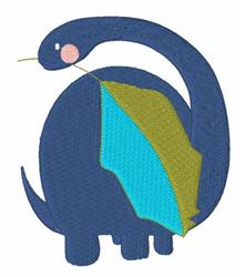 Playful brachiosaurus with a blue body and colorful wing, featuring soft rounded shapes, ideal for children's decor.