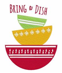 Bring A Dish - 4x4 dish detailed machine embroidery design for kitchen tea towels
