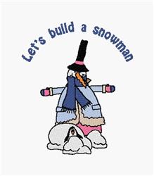 detailed winter penguin machine embroidery pattern - Build Snowman for reusable tote bags