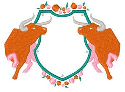 detailed crest machine embroidery pattern - Bull Crest for decorative pillow covers