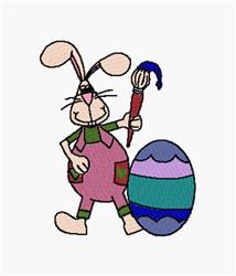 bunny rabbit detailed machine embroidery - Bunny Paints Egg perfect for kitchen aprons