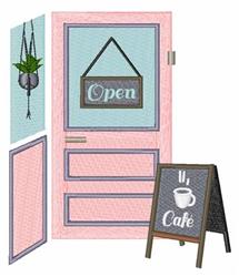 detailed door machine embroidery pattern - Cafe Door perfect for themed events