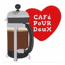 deux detailed machine embroidery - Cafe Pour Deux perfect for decorative pillow covers