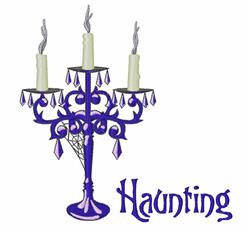 Whimsical candelabrum with three twisting white candles, spiderweb details, perfect for Halloween decor.