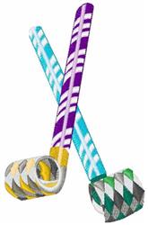 Colorful candy canes in turquoise and purple cross playfully, perfect for festive Christmas kitchen towels.