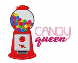 Colorful candy gumball machine in red with vibrant gumballs and playful 'CANDY queen' text, perfect for fun projects.