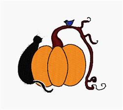 Cat And Pumpkin - 4x4 kitten beginner-friendly embroidery design for reusable tote bags