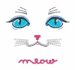 quick stitch kitten machine embroidery pattern - Cat Meow for decorative pillow covers
