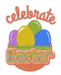 Celebrate Easter - 5x7 easter detailed embroidery design for Bowling Party Invitations