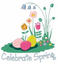 Celebrate Spring - 5x7 spring detailed machine embroidery design for reusable tote bags