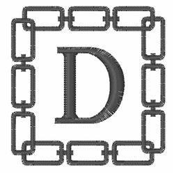 Chain Link Font D - 4x4 font quick stitch embroidery design for reusable tote bags