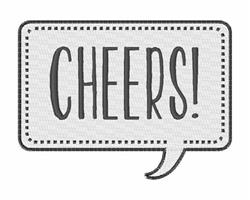 Playful speech bubble with 'CHEERS!' text, dashed border, light textured background, perfect for celebrations.
