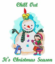 detailed christmas penguin machine embroidery pattern - Chill Out for reusable tote bags