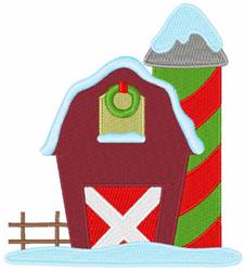Christmas Barn - 5x7 barn detailed machine embroidery design perfect for kitchen aprons