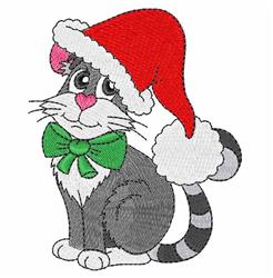 detailed christmas kitten machine embroidery pattern - Christmas Cat for decorative pillow covers