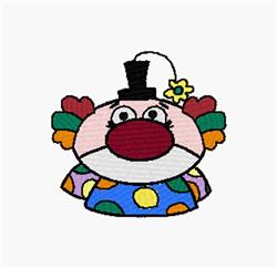 Colorful clown with a big red nose and playful polka dot outfit, perfect for birthday celebrations.