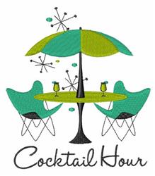 Cocktail Hour - 5x7 hour detailed machine embroidery design for kitchen tea towels