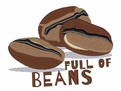 Playful coffee beans in rich brown hues, featuring bold 'FULL OF BEANS' text in a vibrant design.