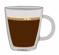Realistic coffee cup filled with dark coffee and creamy foam, showcasing elegant simplicity.