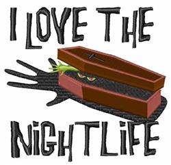 Playful coffin with a green snake peeking out, set against a creepy black hand, Halloween theme.