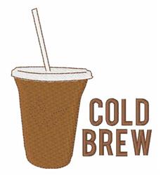 Casual cold brew coffee cup in warm brown with white lid and straw, featuring 'COLD BREW' text.