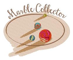 Colorful marbles with vibrant patterns against a light backdrop, featuring whimsical 'Marble Collector' text above.