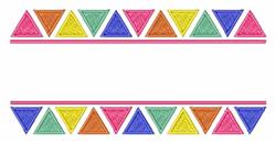 Geometric pattern features colorful triangles with bold pink borders, creating a vibrant design for machine embroidery.