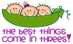 detailed three machine embroidery pattern - Come In Threes for reusable tote bags