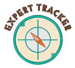 Colorful compass with orange needle, bold 'EXPERT TRACKER' text in brown, and a turquoise border.