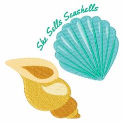 Playful conch shell in warm yellow, paired with teal scallop shell and whimsical text for summer beach theme.